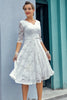 Laden Sie das Bild in den Galerie-Viewer, Weißes Formelles Kleid mit 3/4 Ärmeln