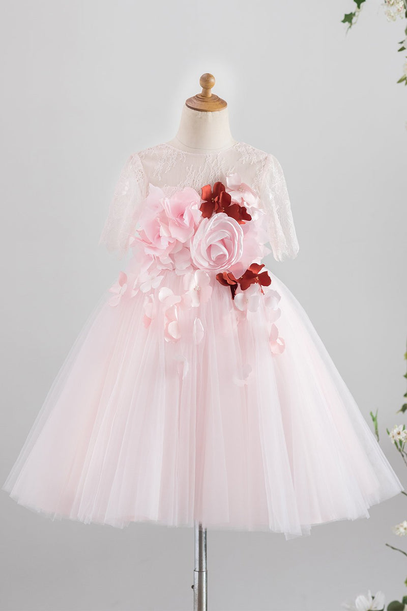 Laden Sie das Bild in den Galerie-Viewer, Rosa Tüllblume Mädchenkleid