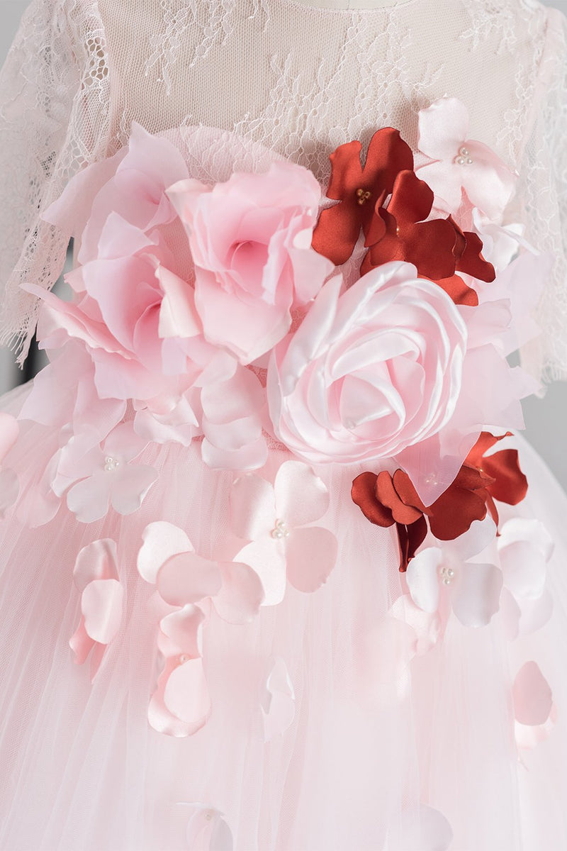 Laden Sie das Bild in den Galerie-Viewer, Rosa Tüllblume Mädchenkleid