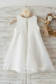 Jewel Weißes Blumenmädchenkleid mit Schleife