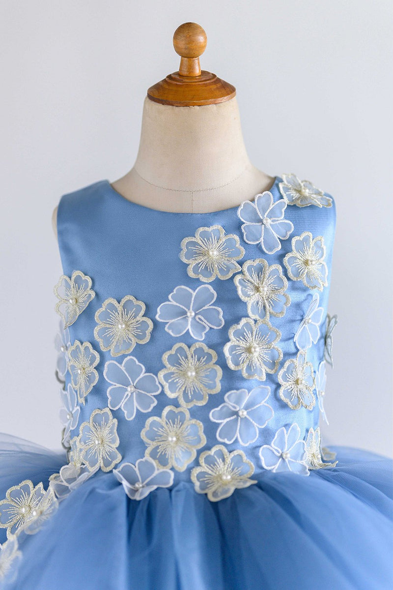 Laden Sie das Bild in den Galerie-Viewer, Jewel Rosa Tüll Blumenmädchenkleid mit Applikationen