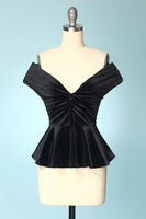 Laden Sie das Bild in den Galerie-Viewer, Schwarz Samt Cropped Tops