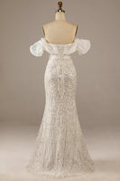Laden Sie das Bild in den Galerie-Viewer, Glitzerndes Elfenbein Meerjungfrauen Pailletten Brautkleid