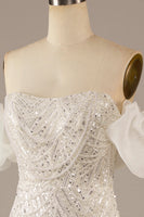 Laden Sie das Bild in den Galerie-Viewer, Glitzerndes Elfenbein Meerjungfrauen Pailletten Brautkleid