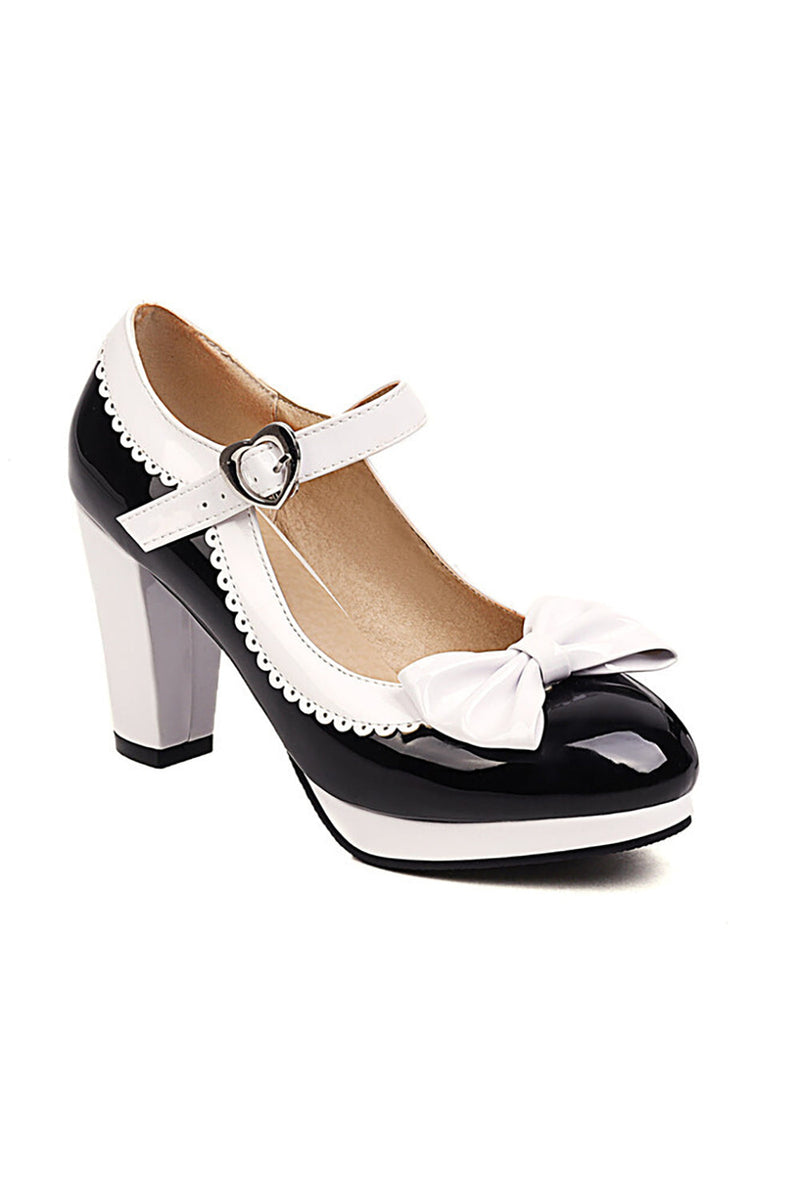 Laden Sie das Bild in den Galerie-Viewer, Schwarze spitze Zehen Verstellbarer Riemen Vintage Schuhe