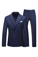 Laden Sie das Bild in den Galerie-Viewer, Fuchsia Doppelreiher 2 Stück Abschlussball Herren Anzüge