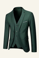 Laden Sie das Bild in den Galerie-Viewer, Schwarz gekerbtes Revers 3-teilige Hochzeit Anzüge