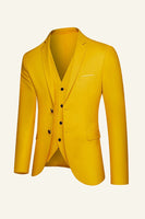 Laden Sie das Bild in den Galerie-Viewer, Schwarz gekerbtes Revers 3-teilige Hochzeit Anzüge