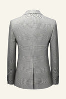 Laden Sie das Bild in den Galerie-Viewer, Grau Plaid Peak Revers 3 Stück Herren Hochzeitsanzüge