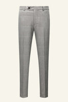 Laden Sie das Bild in den Galerie-Viewer, Grau Plaid Peak Revers 3 Stück Herren Hochzeitsanzüge