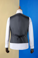 Laden Sie das Bild in den Galerie-Viewer, Schwarzes Revers 3-teiliger Herrenanzug Smoking