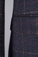 Laden Sie das Bild in den Galerie-Viewer, Grau karierter zweireihiger 2-teiliger Herrenanzug