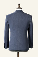 Laden Sie das Bild in den Galerie-Viewer, Graublau gekerbtes Revers Klassisch 3-teiliger Herrenanzug