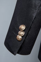 Laden Sie das Bild in den Galerie-Viewer, Schwarzer Jacquard Zweireiher 3-teiliger Herrenanzug