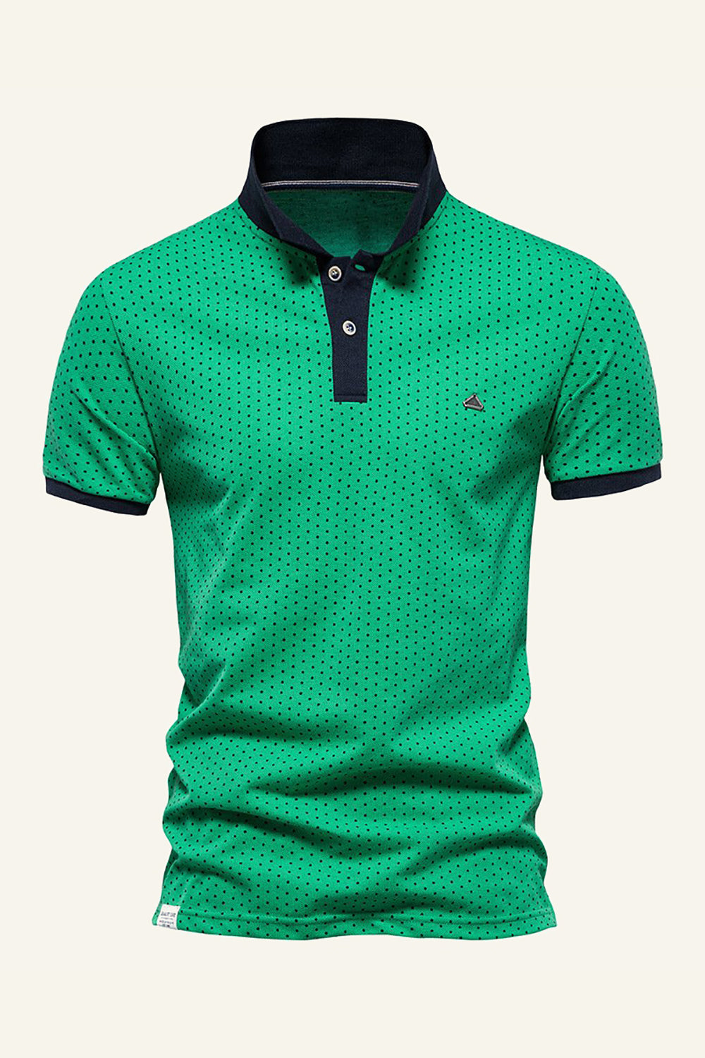 Klassisches grünes Normale Passform Polka Dots Herren Poloshirt mit Kragen