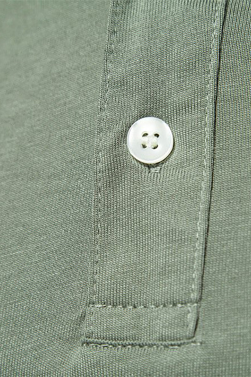 Laden Sie das Bild in den Galerie-Viewer, Klassisches graugrünes Normale Passform Herren Poloshirt mit Kragen