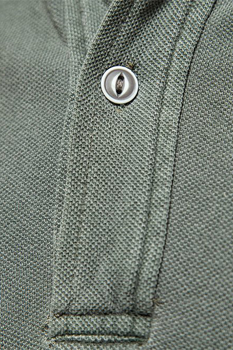 Laden Sie das Bild in den Galerie-Viewer, Klassisches Graugrün Normale Passform Kragen Kurzarm Herren Poloshirt