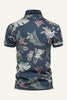 Laden Sie das Bild in den Galerie-Viewer, Marine Normale Passform Herren Poloshirt mit Kragen und Blumendruck