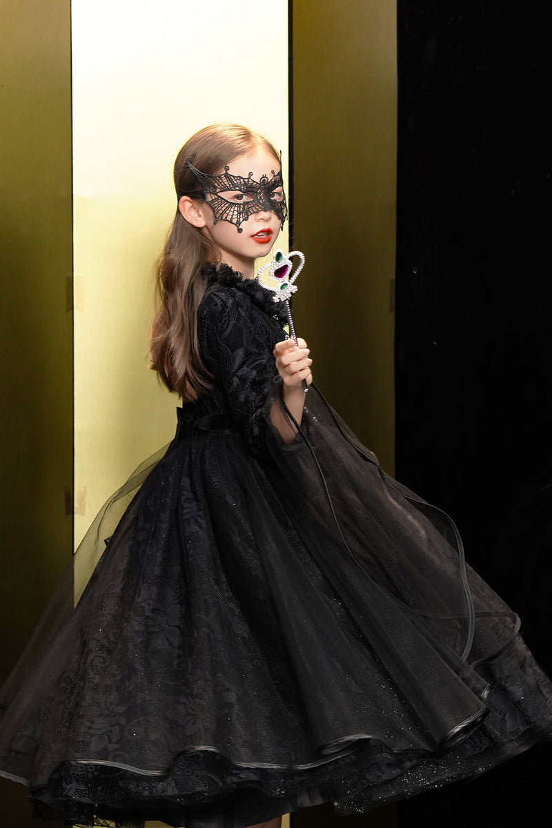 Laden Sie das Bild in den Galerie-Viewer, Schwarze Spitze Halloween Mädchenkleid