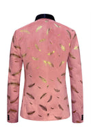 Laden Sie das Bild in den Galerie-Viewer, Türkisfarbener Jacquard-Schal Revers Herren Ballblazer