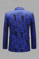 Laden Sie das Bild in den Galerie-Viewer, Grau Silber Jacquard Peak Revers Herren Abschlussball Blazer