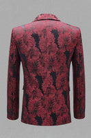 Laden Sie das Bild in den Galerie-Viewer, Grau Silber Jacquard Peak Revers Herren Abschlussball Blazer