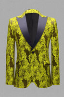 Laden Sie das Bild in den Galerie-Viewer, Grau Silber Jacquard Peak Revers Herren Abschlussball Blazer