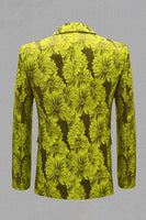 Laden Sie das Bild in den Galerie-Viewer, Grau Silber Jacquard Peak Revers Herren Abschlussball Blazer