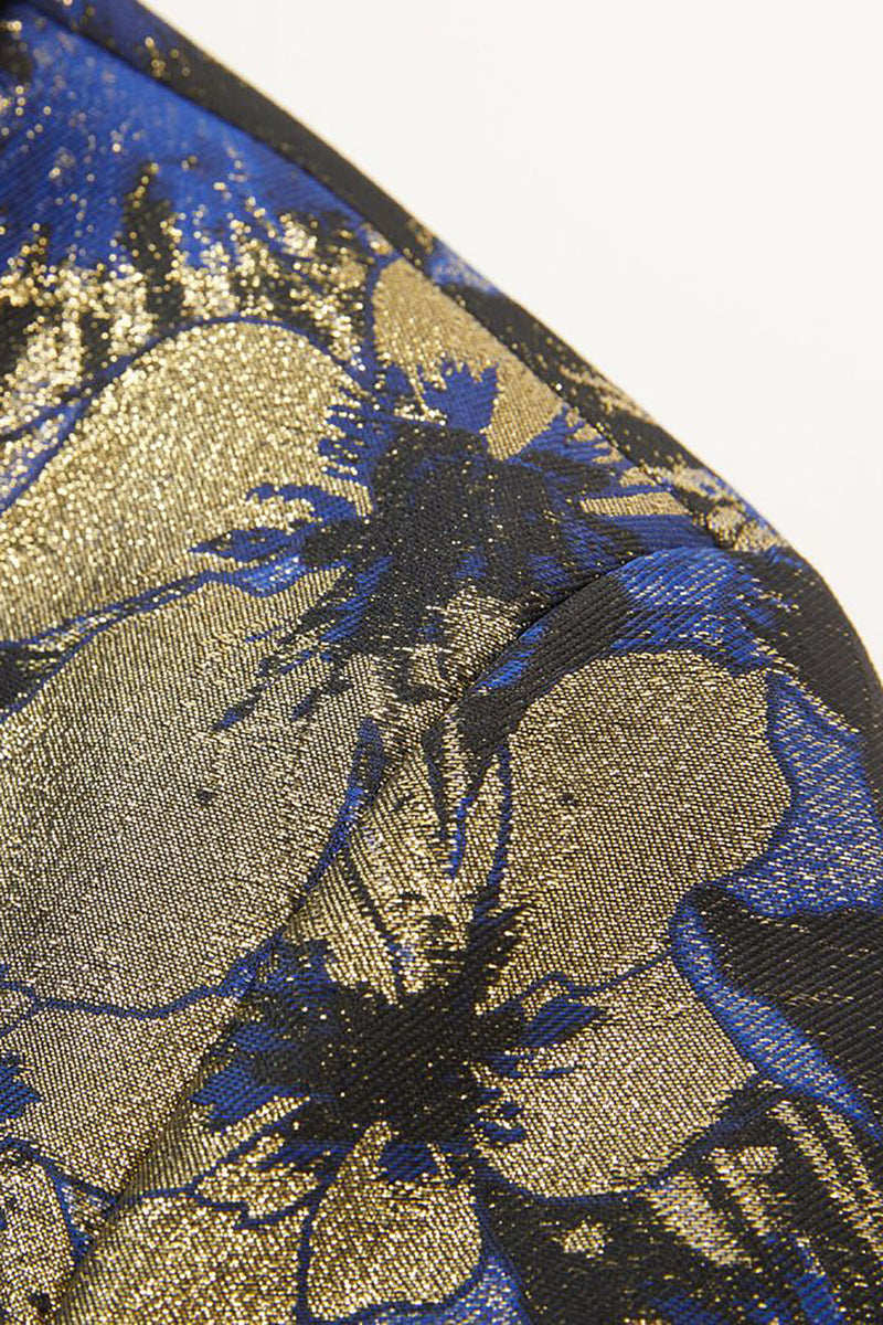Laden Sie das Bild in den Galerie-Viewer, Blauer Jacquard Schal Revers Herren 2-teilige Ballanzüge