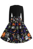 Laden Sie das Bild in den Galerie-Viewer, Halloween Drucken Langarm Vintage Kleid