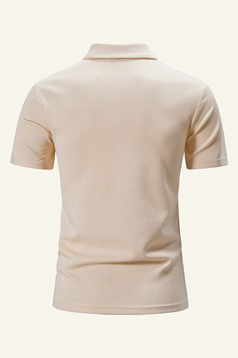 Schlanke Passform V-Ausschnitt Kurzarm Schwarzes Poloshirt