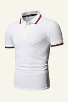 Laden Sie das Bild in den Galerie-Viewer, Schlanke Passform Kurzarm Marineblaues Poloshirt