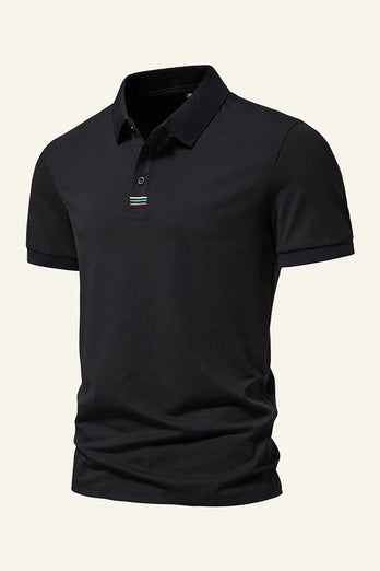 Schwarzes Kurzarm Freizeit Poloshirt aus Baumwolle