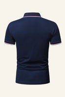 Laden Sie das Bild in den Galerie-Viewer, Herren Schwarzes Baumwoll Kurzarm Freizeit Poloshirt