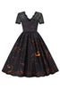 Laden Sie das Bild in den Galerie-Viewer, Halloween Party Spitze Print Vintage Kleid