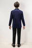 Laden Sie das Bild in den Galerie-Viewer, Glitzerndes marineblaues Schlanke Passform 3-teiliges formelles Anzug-Set für Jungen