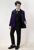 Laden Sie das Bild in den Galerie-Viewer, Glitzerndes lila Pailletten 3-teiliges formelles Anzug-Set für Jungen