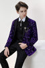 Laden Sie das Bild in den Galerie-Viewer, Glitzerndes lila Pailletten 3-teiliges formelles Anzug-Set für Jungen