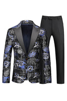 Laden Sie das Bild in den Galerie-Viewer, Rot bedruckte 2-teilige Party Anzüge mit rotem Schirmrevers für Herren