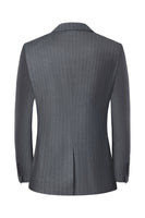 Laden Sie das Bild in den Galerie-Viewer, Graue 3-teilige Slim-Fit Hochzeitsanzüge mit gekerbtem Revers für Herren