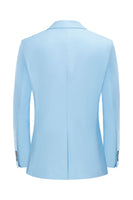 Laden Sie das Bild in den Galerie-Viewer, Hellblauer Brautblazer mit gekerbtem Revers und einem Knopf für Herren