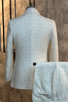 Laden Sie das Bild in den Galerie-Viewer, Weißes kariertes gekerbtes Revers 2-teilige Herrenanzüge