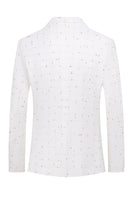 Laden Sie das Bild in den Galerie-Viewer, Weißer karierter zweireihiger 2-teiliger Abschlussballanzug für Herren