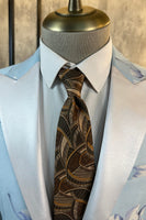 Laden Sie das Bild in den Galerie-Viewer, Hellblau Blumen Peak Revers 2-teilige Herrenanzüge