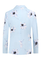 Laden Sie das Bild in den Galerie-Viewer, Hellblaues Revers 2-teilige geblümte Herren-Ballanzüge