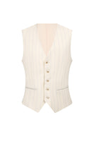 Laden Sie das Bild in den Galerie-Viewer, Weiße 3-teilige Nadelstreifen-Ballanzüge für Männer