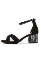 Laden Sie das Bild in den Galerie-Viewer, Schwarze Cross Knöchel Riemchensandale mit kleinem Absatz