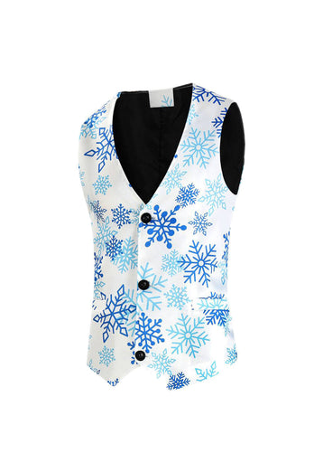 Hellblaue Schneeflocke bedruckte 3-teilige Weihnachtsanzüge für Herren