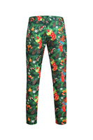 Laden Sie das Bild in den Galerie-Viewer, Grün bedruckte 3-teilige gekerbte Revers-Weihnachtsanzüge für Herren