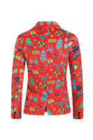 Laden Sie das Bild in den Galerie-Viewer, Grüne 3-teilige Partyanzüge mit Weihnachtsdruck für Herren mit einem Knopf